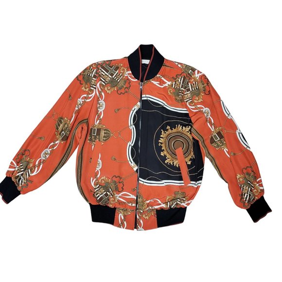 Vintage 1990s Bomber Jacket by Janan Studio Black red gold Windbreaker medium - Picture 4 of 6